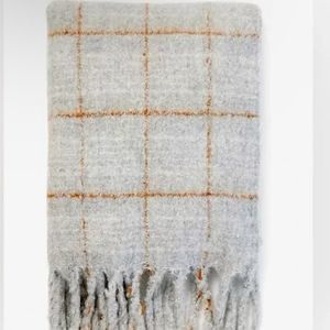 EXPRESS Fringe Blanket Scarf grey stripes mens & women’s unisex NWT discontinued